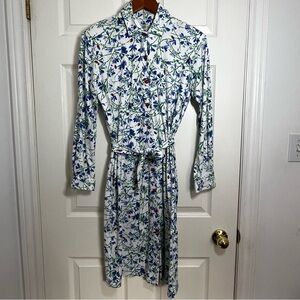 Vintage ORVIS Floral Print Ladybug Long Sleeve Dress Size 8